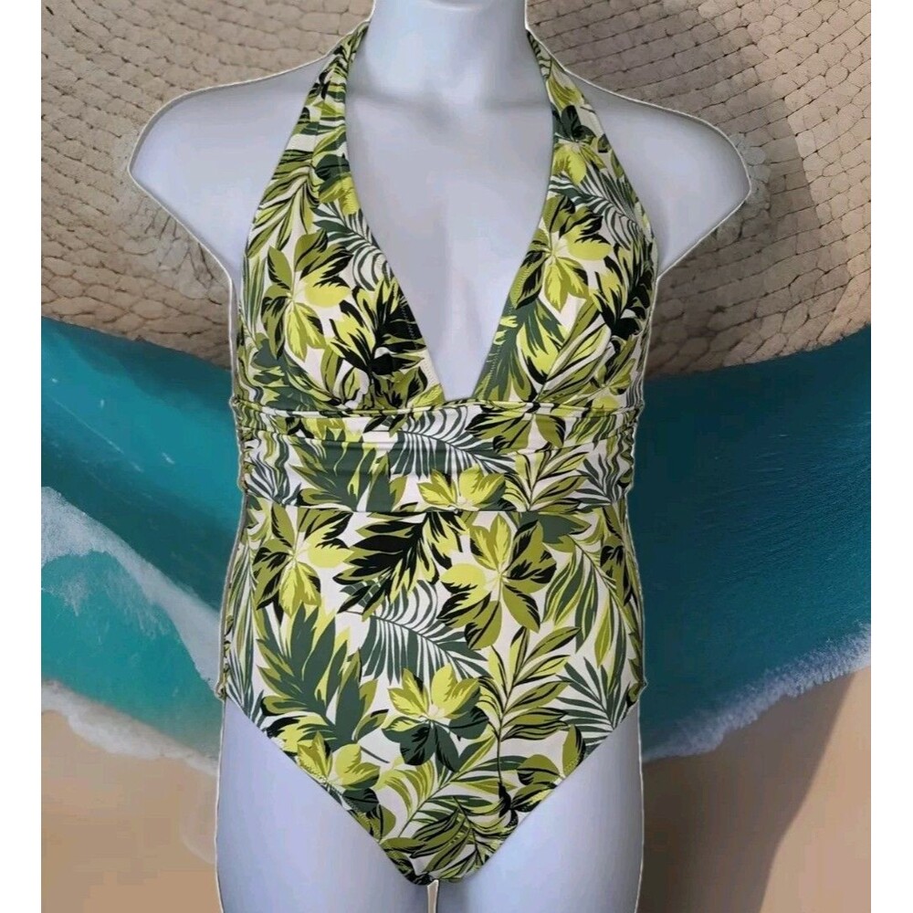 Adore Me  Women's Monroe Contour  Swimsuit Green Tropical Print Size Large